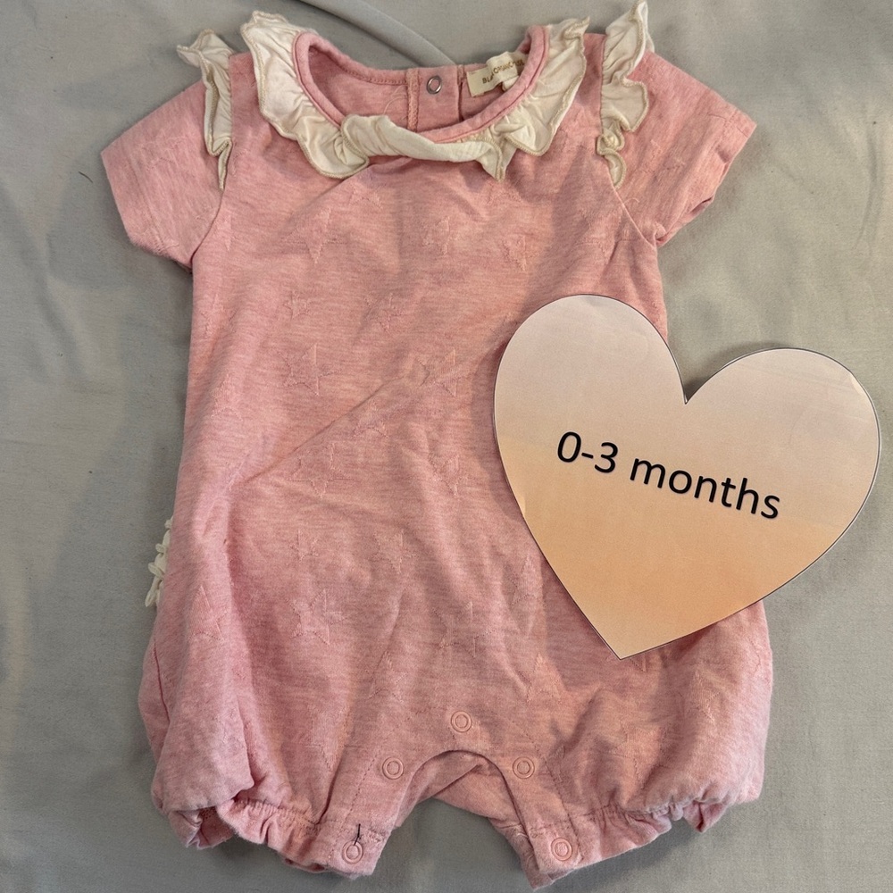 Blara Organic House - short sleeve newborn romper/one piece. Size 1-3 months